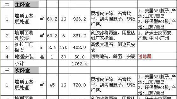 装修报价表