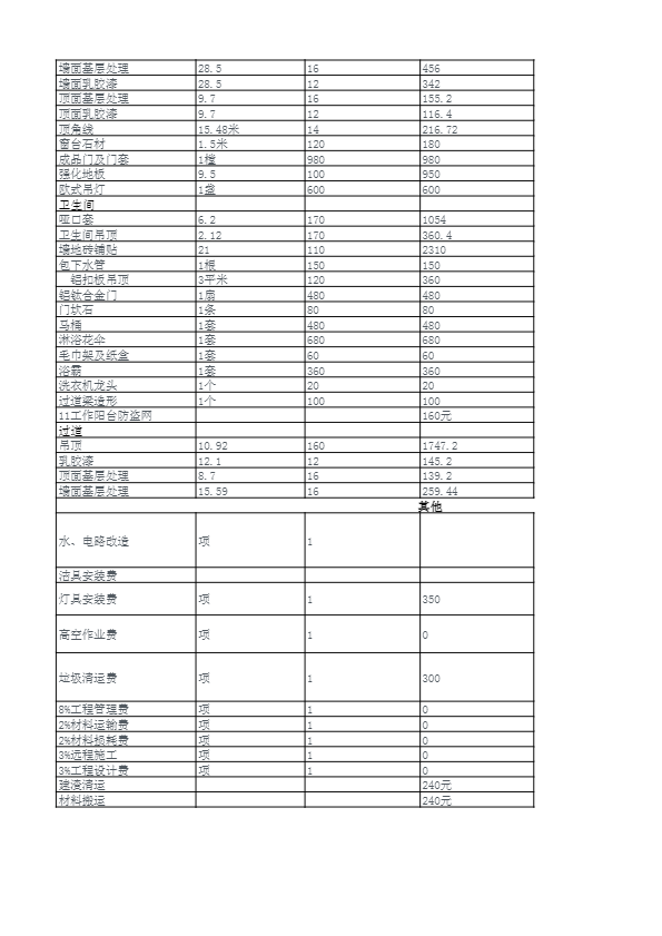 杭州室内装修报价单