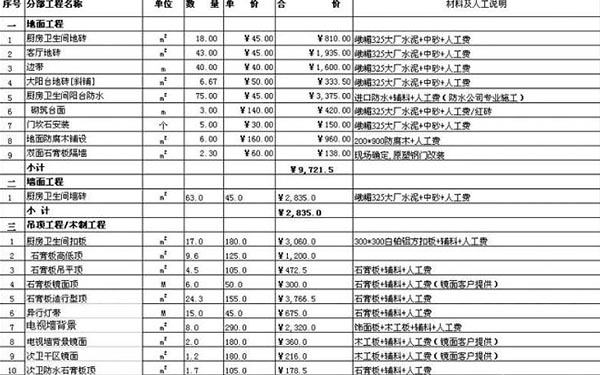 杭州装修公司装修报价单