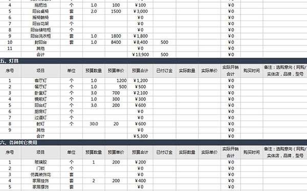 装修报价表