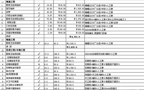 装修报价单