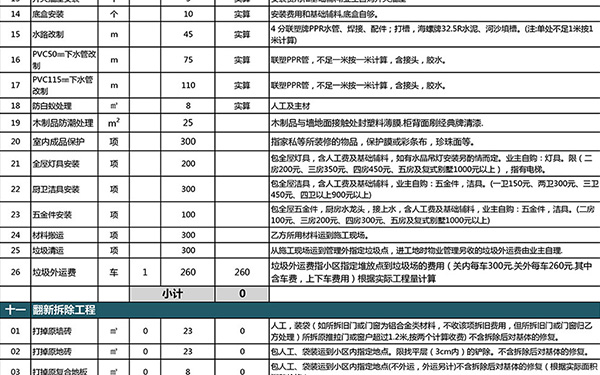 装修报价单明细