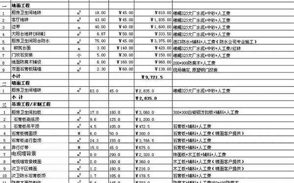 杭州装修报价单