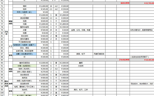 装修报价单明细