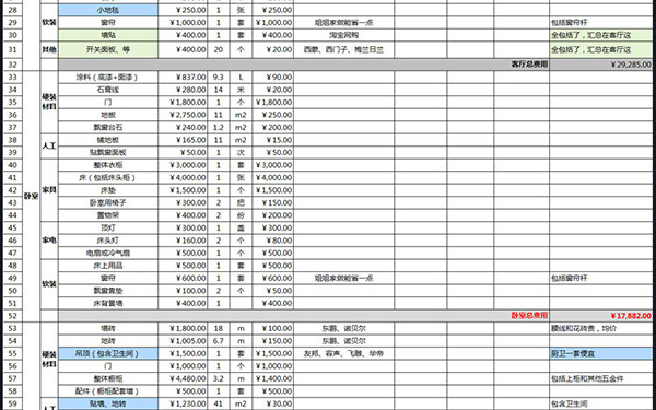 装修报价单明细