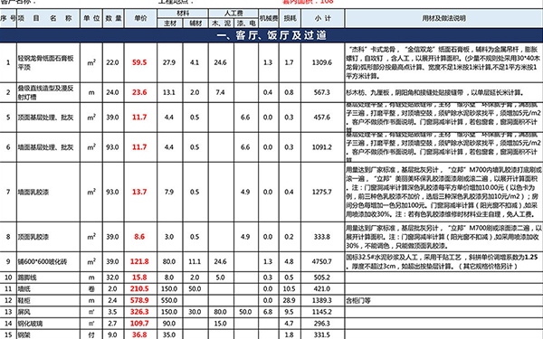 装修报价单明细